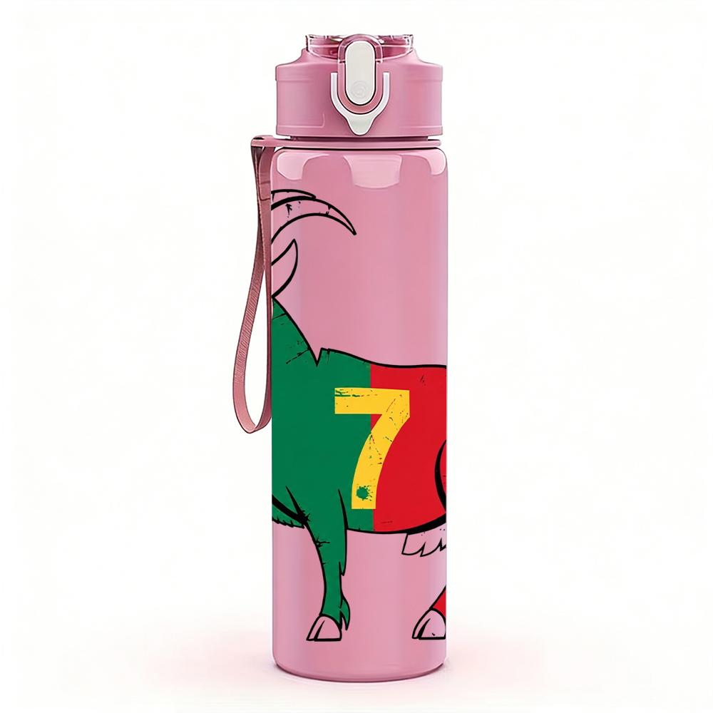 1PC Number Seven Goat Soccer Figure 750ml Color Plastic Water Bottle Leakproof Flip Straw Lid For Sports Office Home Use