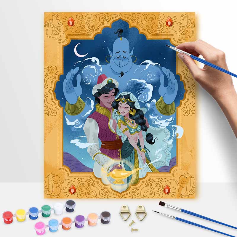 Disney Aladdin Genie Oil Paint by Numbers Painting Kit Handmade Diy Home Decor Gifts Art Masterpiece Bedroom Wall Artistic Aesthetic Fun