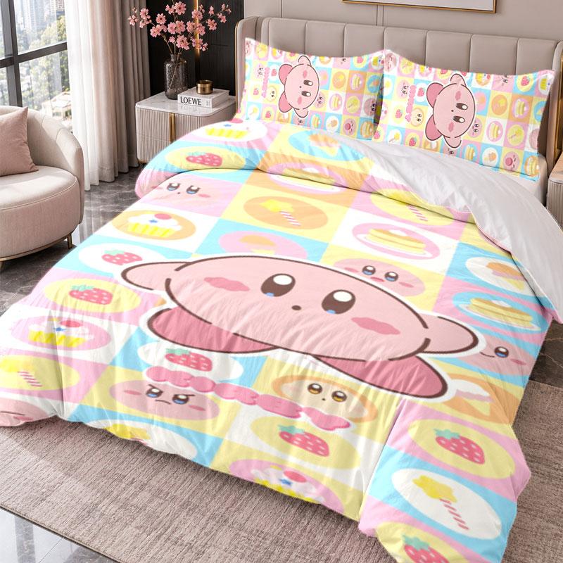 Kirby 3Pcs Bedding Set Duvet Cover With Two Pillowcases For Bedroom Home Decoration