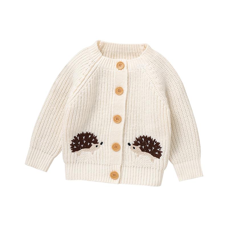 Baby Girl Sweaters Knitted Infant Boy Kid Cardigan Long Sleeve Newborn Children Clothes Cute Embroidered Hedgehog Tops Outerwear