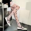 Women Stockings with Attached Garter Belt Japanese Round Dot Jacquard Pattern Sheer Pantyhose Tights Thigh High Long Socks
