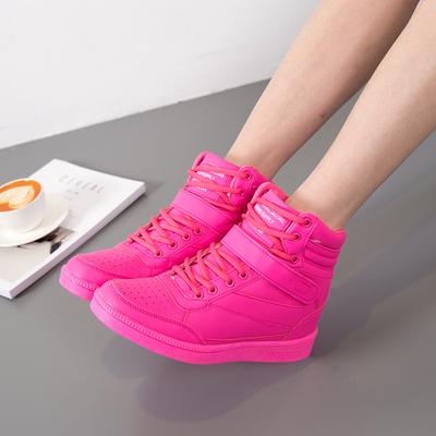 Fashion Women Casual Shoe Espadrilles Platform Hidden Increasing Sneakers PU Leather Shoes Woman Breathable High Top Tenis Feminino 89i
