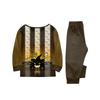 Family Matching Halloween Print Pajama Set Long Sleeve Top and Pants for Parents and Children