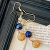Vintage High Quality Natural Citrine White Crystal Lapis Lazuli Earrings Earrings