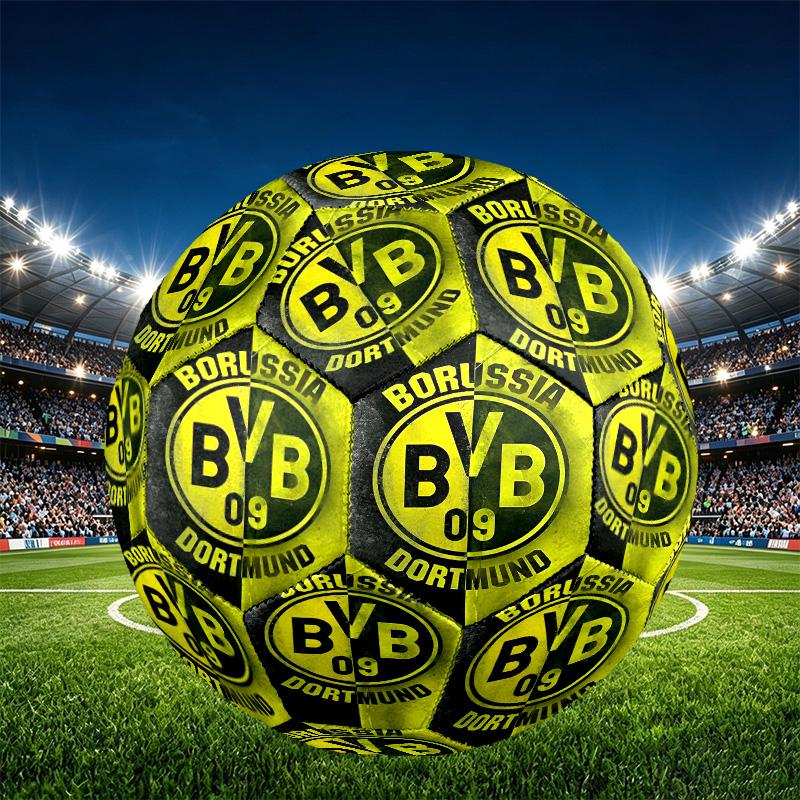 Borussia Dortmund Print Size 5 Soccer Ball, PU Wear Resistant Football for Match Training and Daily Practice, Birthday Gift for Soccer Fans