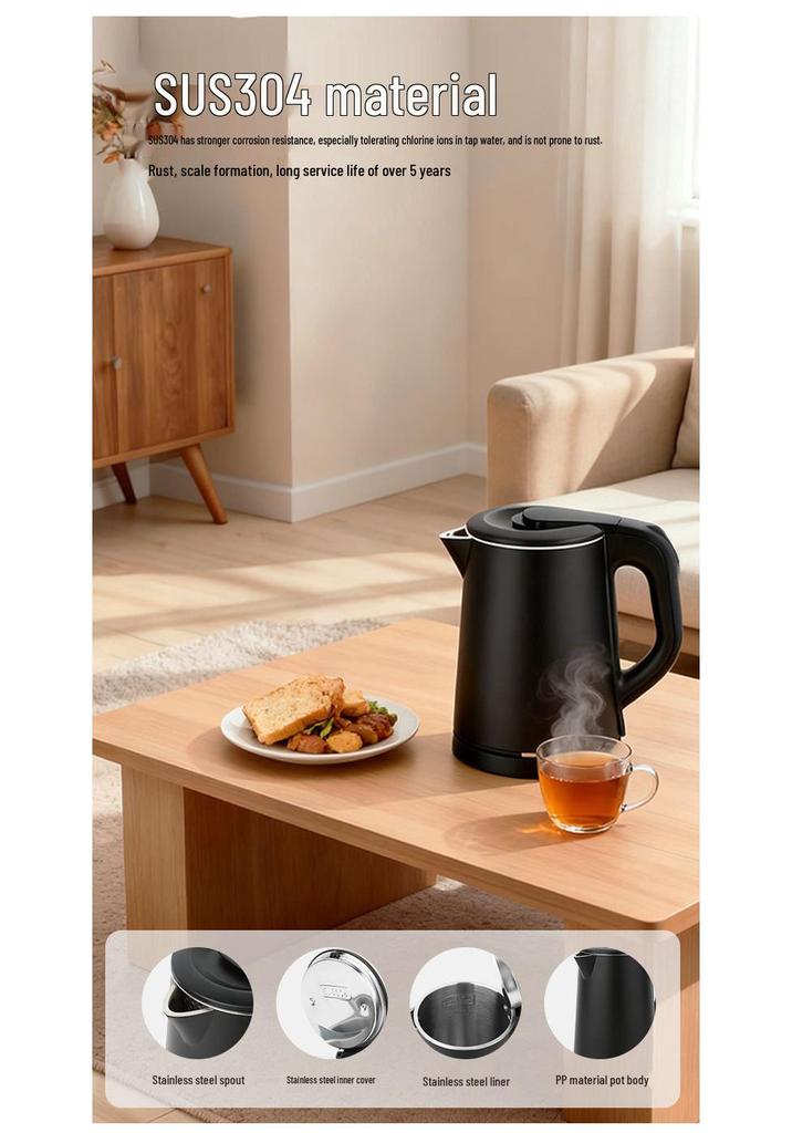 304 Stainless Steel Electric Tea Kettle Set with Auto Power Off for Hotels and Guesthouses