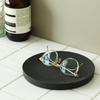ideaco Stone-Look Tray, 18cm Diameter X 1.5cm Height, AMENITY TRAY L, Stone Sand Black