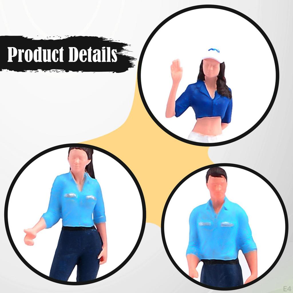 Miniature Figure Set in 1:64 Scale for Car Shows, Micro Landscape Figures, Dioramas