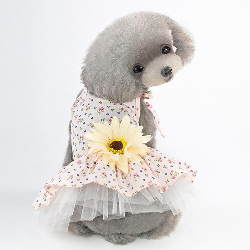 Summer Pet Dress Cat Dog Clothes Princess Puppy Dog Tutu Skirt Cute Sunflower Daisy Pet Clothing