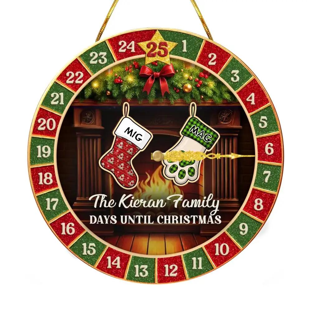 Custom Christmas Countdown Calendar With Family Names Personalized Hanging Ornament With Fireplace Stockings For Xmas Tree W5I2
