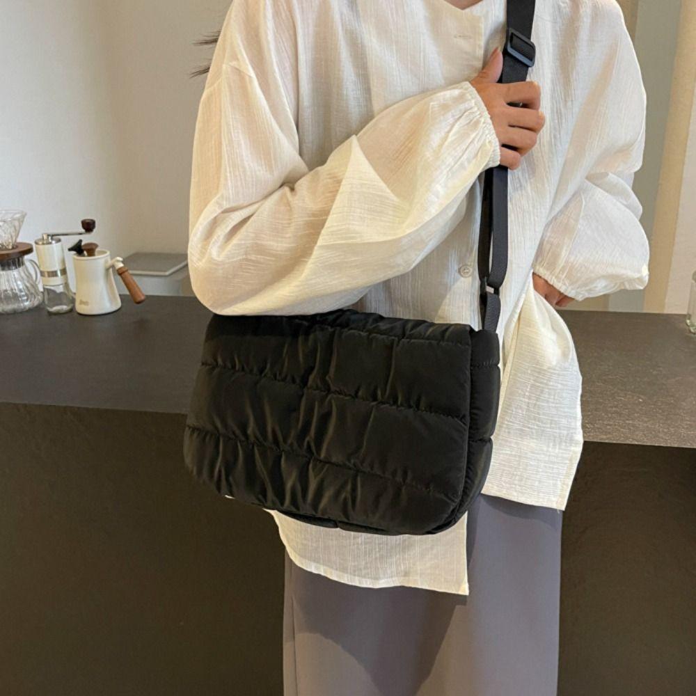 Korean Style Puffer Underarm Bag Square Cotton Padded Crossbody Bag Space Cotton Handbag Women