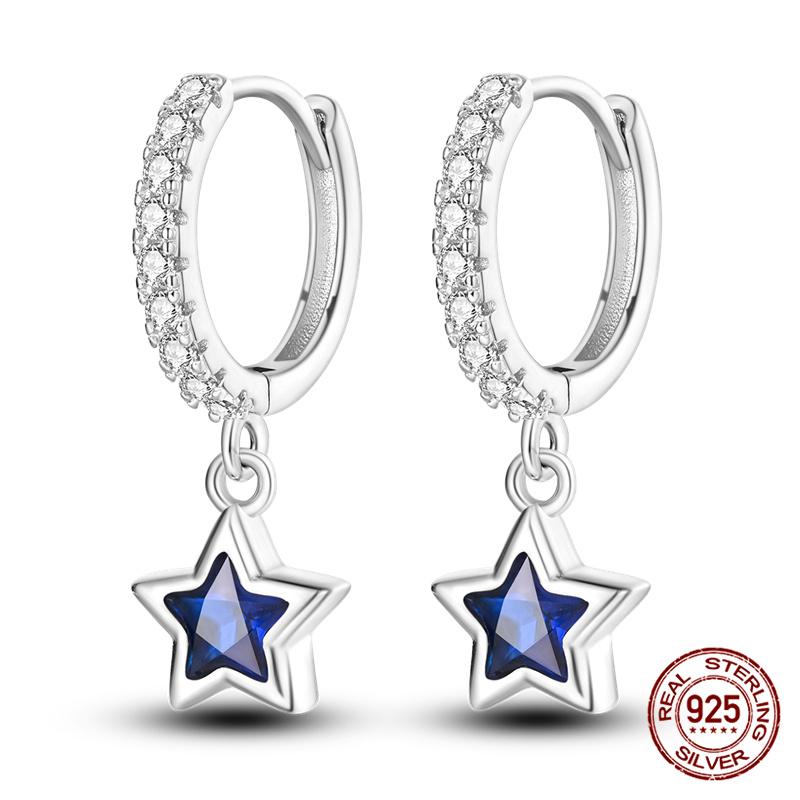 100% 925 Sterling Silver Simple Star And Moon Series Women'S Earrings Suitable For Daily Wear Anniversary Gift