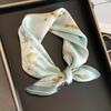 1pc Chic Silk-Like Scarf, Light Green Floral Design, Perfect for Casual & Formal Looks, Women's Neck Accessory