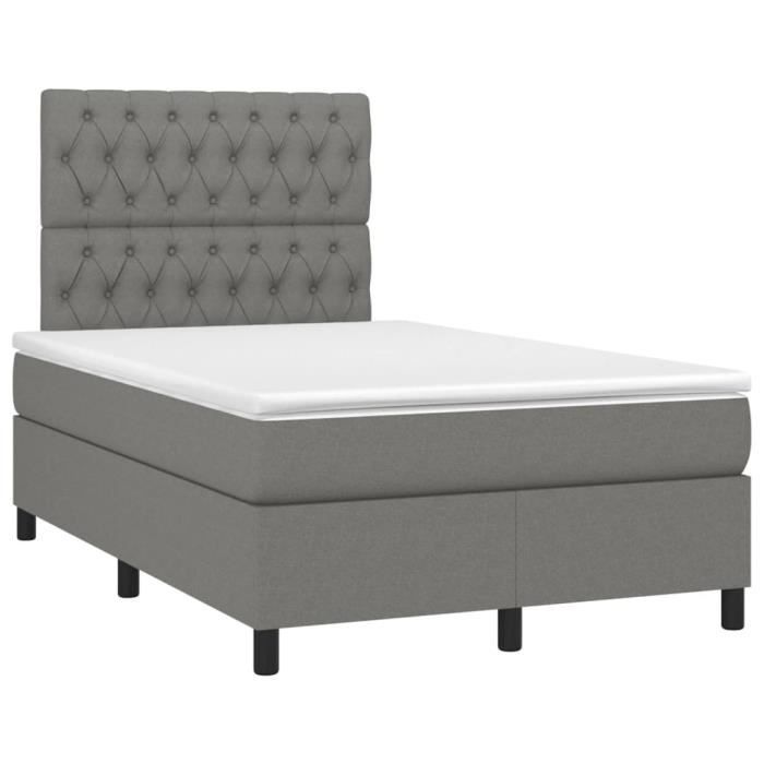 VidaXL Lit à sommier tapissier avec matelas Gris foncé 120x200cm Tissu - Modèle 3142002