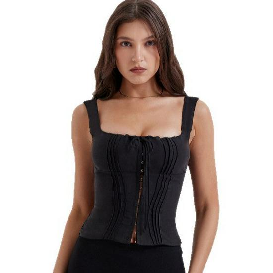 Europäisches und Amerikanisches Sexy Schnürkorsett: Gespleißtes, rückenfreies, figurbetontes Trägertop