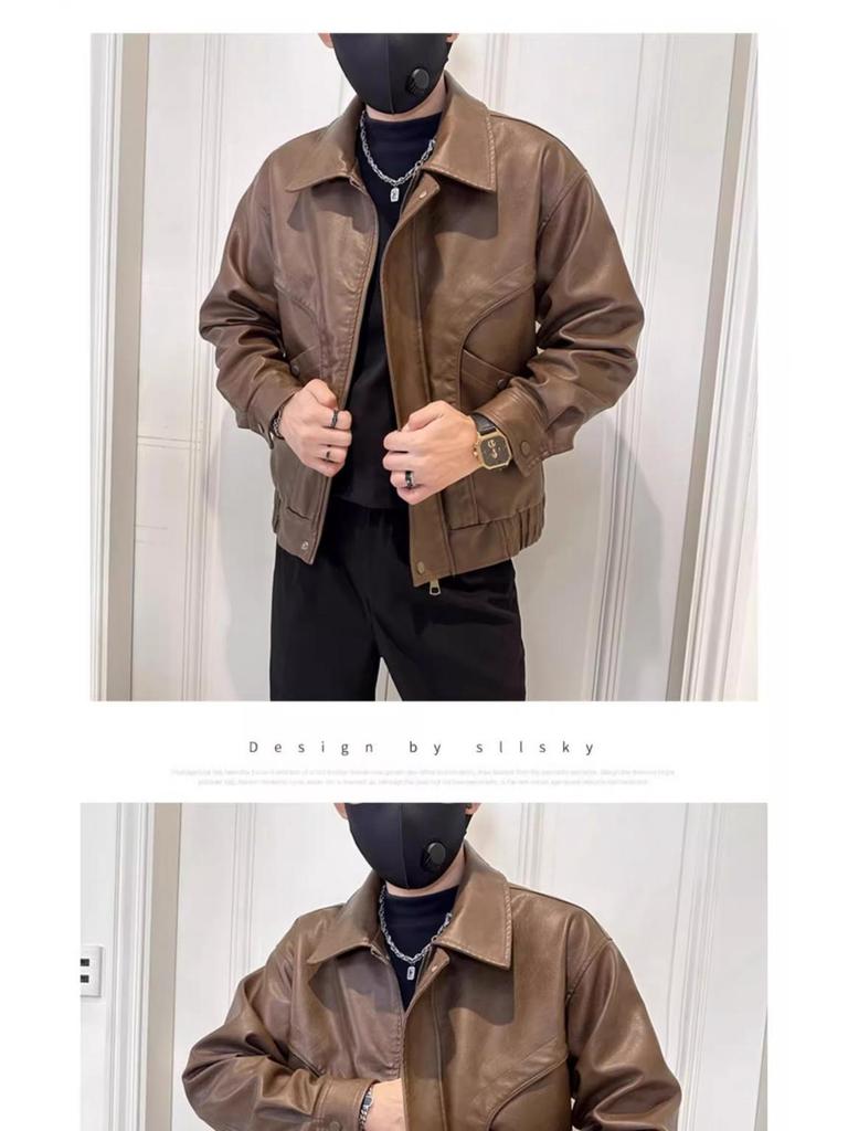 Melanoid Men's Trendy Heavyweight PU Leather Motorcycle Jacket 2025 - New Autumn Style