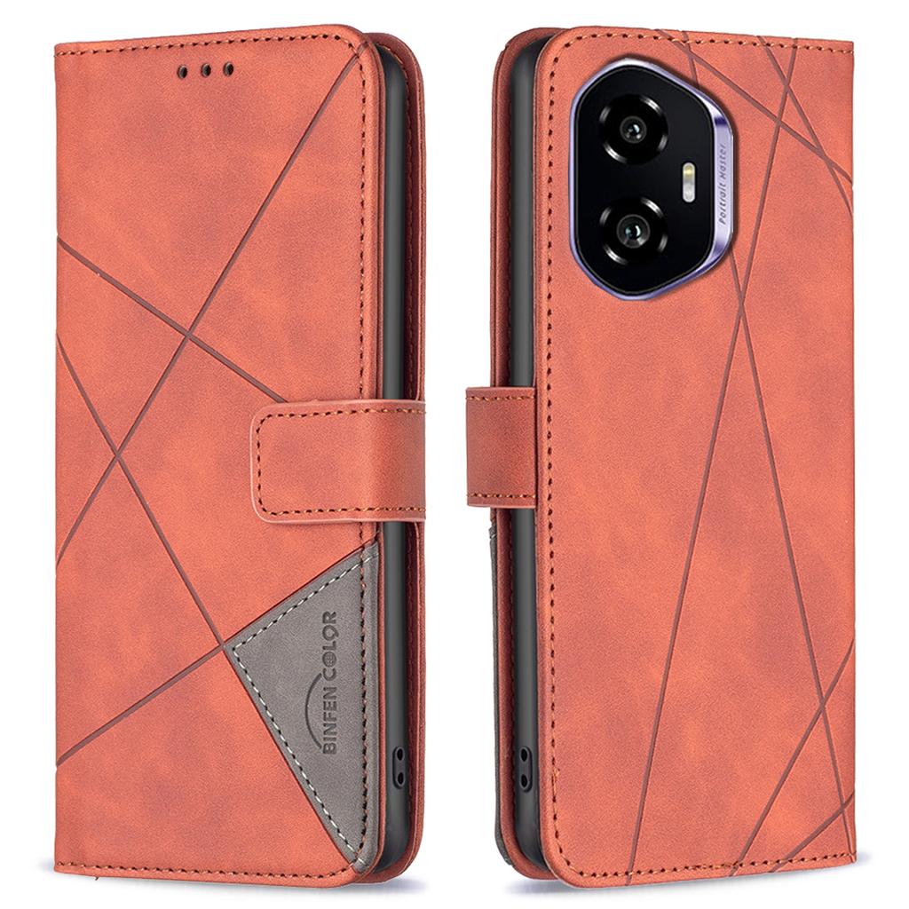 BINFEN COLOR For Honor 300 Phone Cases Wallet Stand Geometry Imprinted Leather Cover