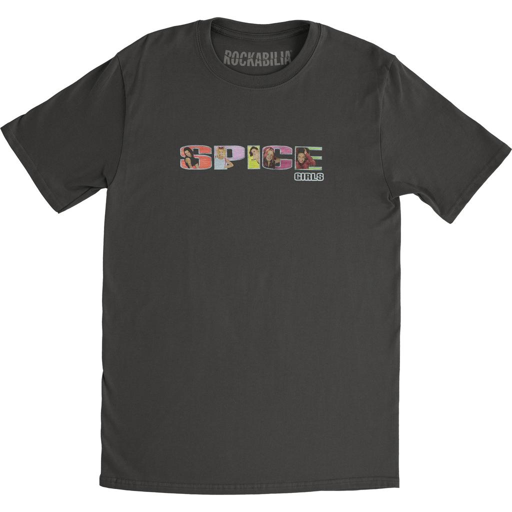 T-shirt Homme Logo Spice Girls Lavage Acide Charcoal T-shirt Homme Femme Haut Charcoal