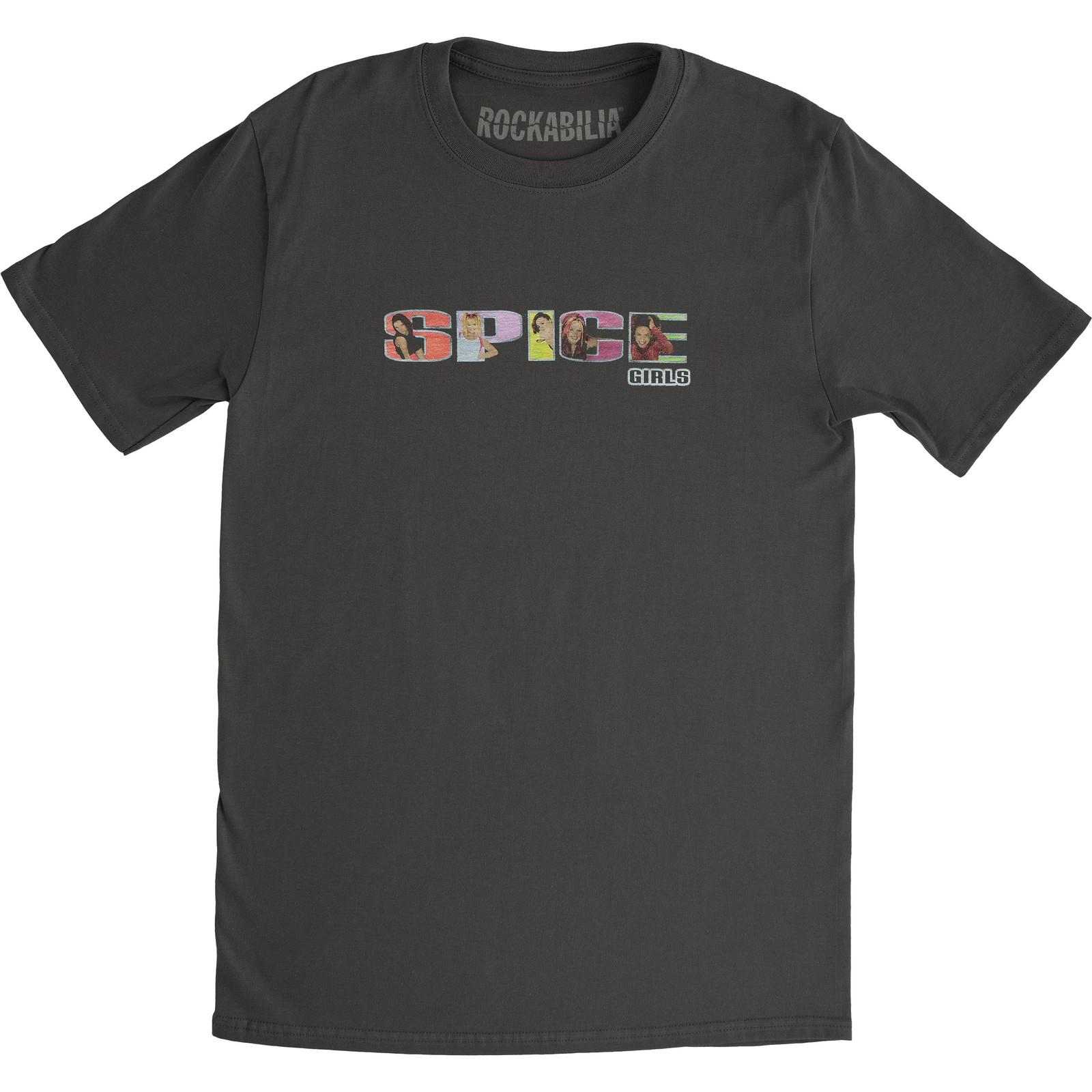 

Men s Spice Girls Logo Acid Wash Tee Charcoal T-Shirt Mens Womens Tees Top Charcoal XL