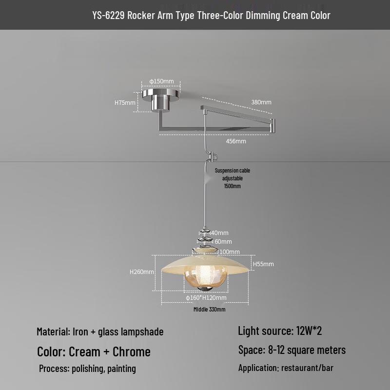 Oeny French Cream Style Swing Arm Dining Pendant Light