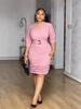European & American Women's V-Neck Pleated Beaded Ruffle Bodycon Dress - Spring/Summer 2026 Collection