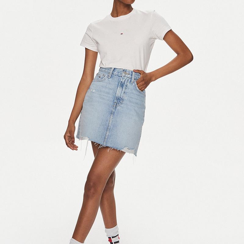 Tommy Jeans t-shirt koszulka damska kremowa DW0DW17827-YBH S