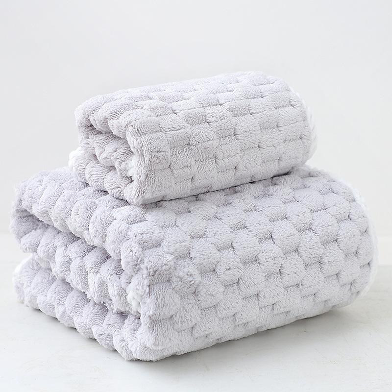 

Новое облачное вафельное полотенце с окантовкой из кораллового флиса, утолщенное полотенце для лица, полотенце для сушки волос, облачный флис Towel 35 * 70cm серый