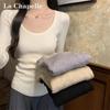 La Chapelle Women's Slim-Fit U-Neck Knit Sweater