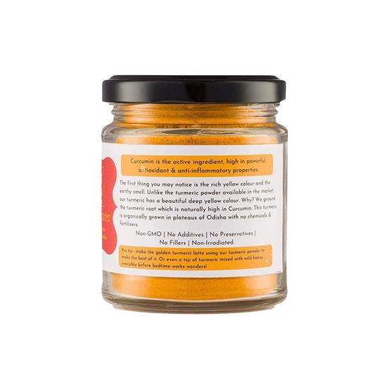 Honey and Spice High Curcumin Turmeric (100g) | Glass Jar Packaging | Haldi Powder | Ideal for Eating, Drinking, Cooking | Natural and Fresh