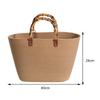 Cotton Woven Handbags Bamboo Handle Tote Summer Striped Hand-Woven Top-handle Bags Large Capacity Women's Bags Weaving Beach Bag