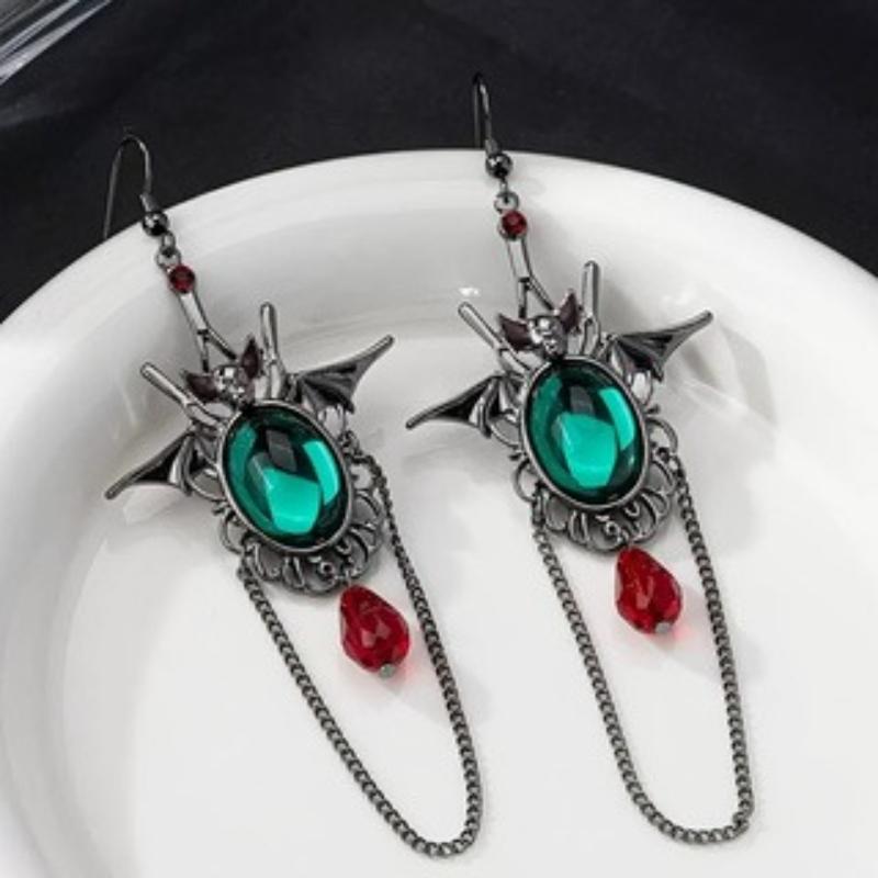 Halloween Exaggerated Earrings, Gothic Dark Bat Tassel Earrings, Three-dimensional Hollow Ear Hooks, Retro Holiday Earrings