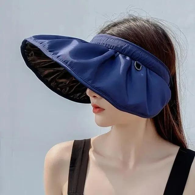 Large Brim Sun Hat Black Shell No Top Women's Style Summer Anti-Uv Hairband Sun Cap Breathable Mesh Cap for Outdoor Activities