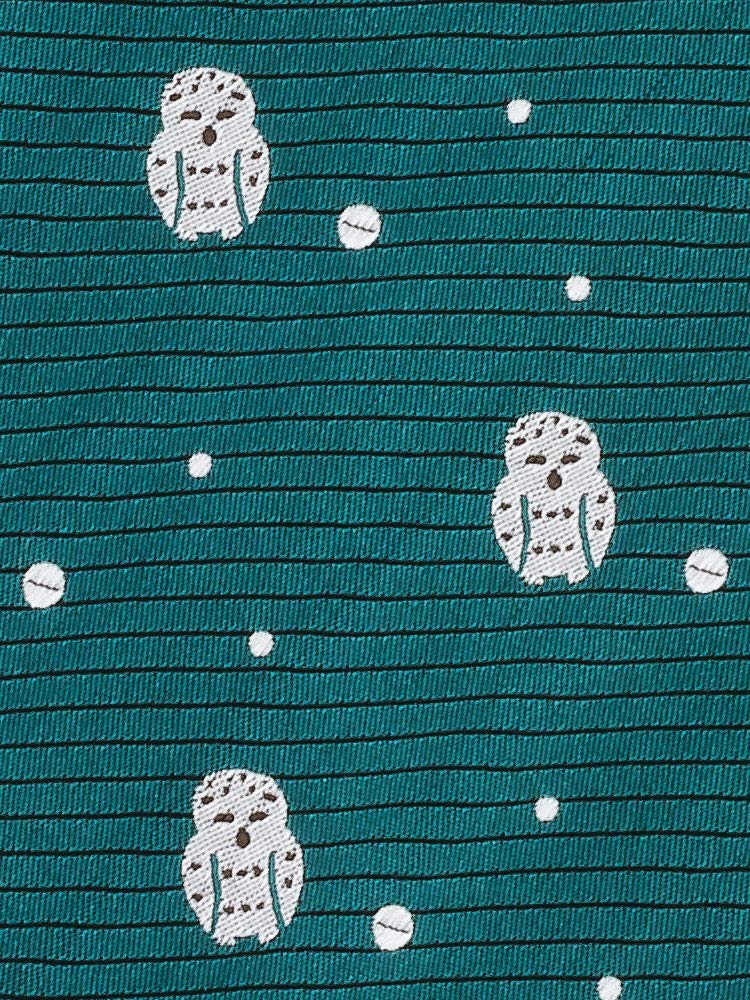 COLORATA Snowy Owl Necktie Dark Green Polka Dots Silk Jacquard Animal Bird Polka Dots Animal Gift (145x8.5cm / / / 100% / Weave) /