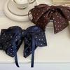 Women's Retro French Polka Dot Bow Hair Clip - Satin Ribbon Claw Clip, Versatile High-End Hair Accessory