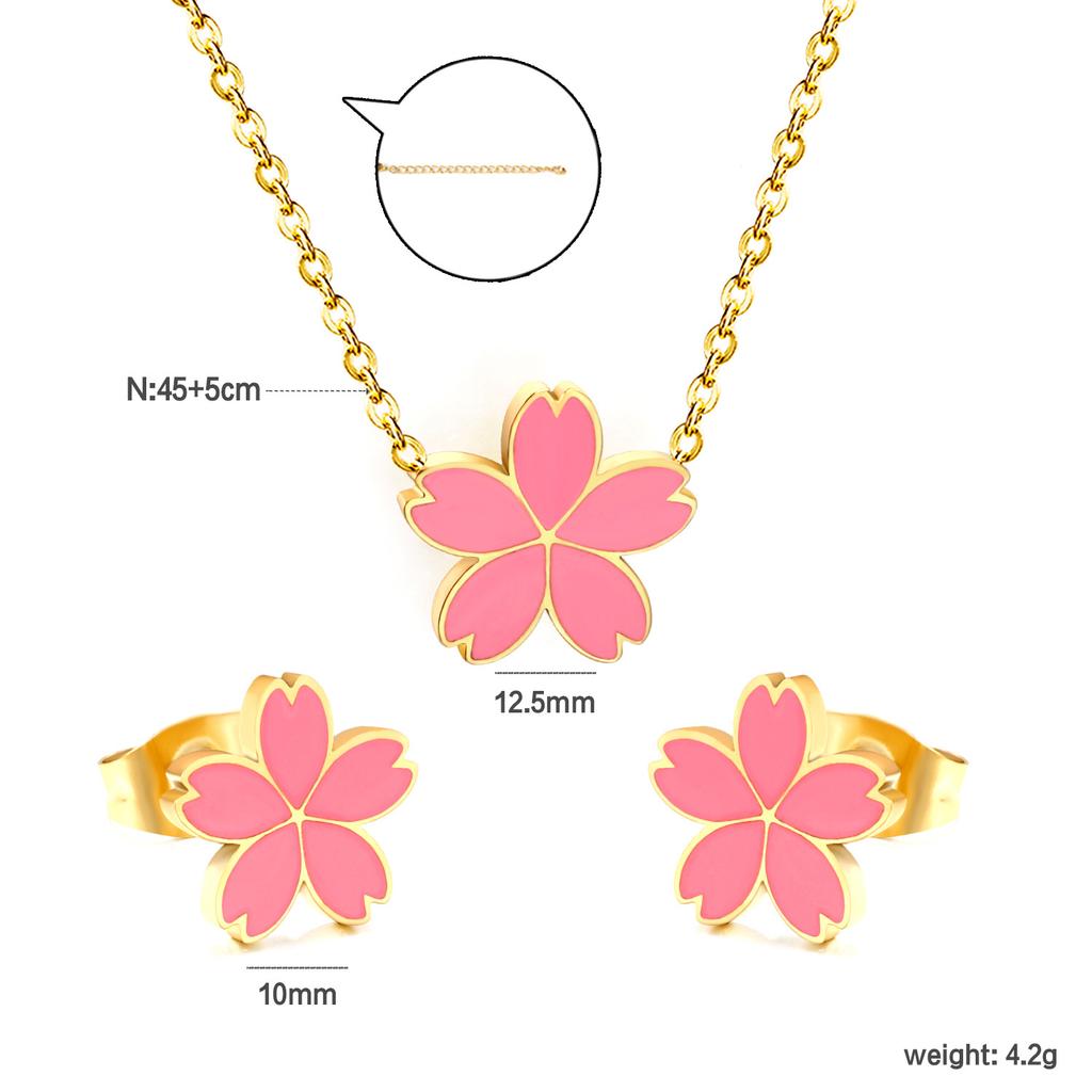 Sweet Strawberry Fruit Drip Oil Necklace Earrings Jewelry Set Cute Gift For Women Girls