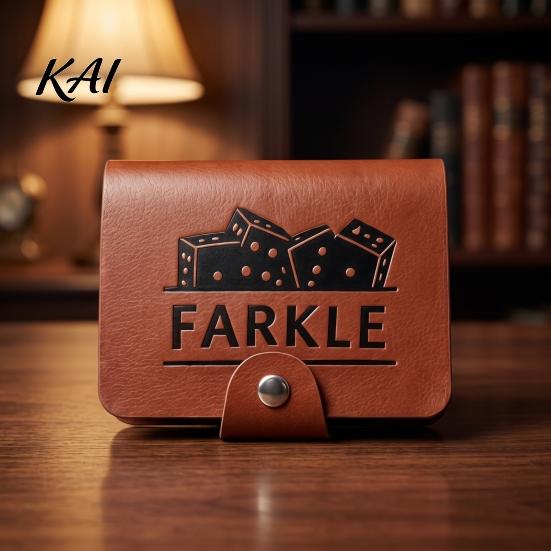 Compact Tabletop Games Farkle Dice Board Game, with Faux Leather Case, 6 Dices, Wooden Game Set Scoreboard, Portable for Travel Family Party Night