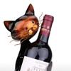 Tooarts Cat-Shaped Wine Holder, Metal Sculpture, Practical Interior Decorative Craft