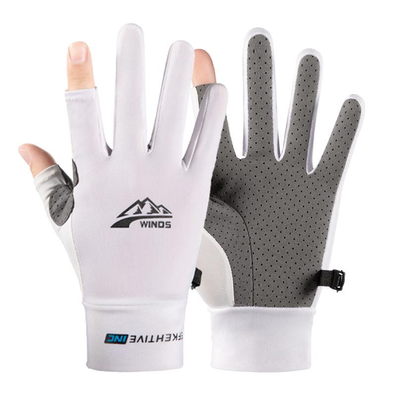 Unisex Summer Cycling Gloves, Breathable UV Protection, Touchscreen-Compatible, Full Finger, Ice Silk Fabric.