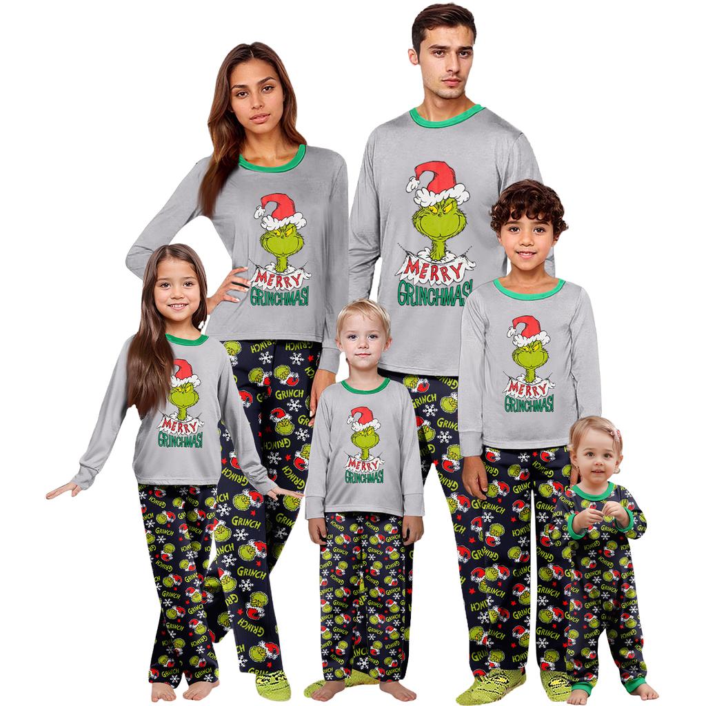 Parent-child Christmas Print Home Suit Long-sleeved Top And Pants