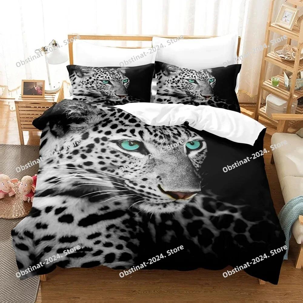 3D Black Panther Duvet Cover Set Black Leopard Bedding Set Safari Cheetah Animal Theme Pillowcase Quilt Full Queen Size Cover