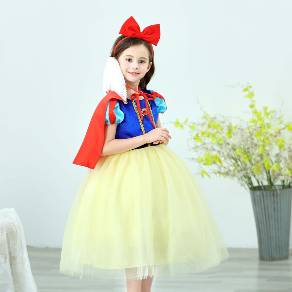 2019 Girls Snow White Dress Halloween Dress Summer Dress Fluffy Yarn Frozen Kids Dress