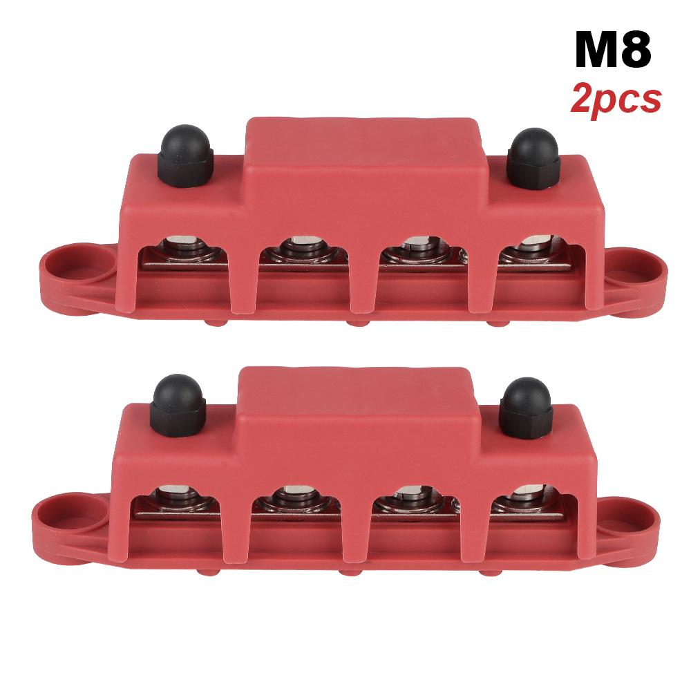 48V 250A Boat Busbar 4 Ways Power Distribution Block DC Bus Bar Electro Junction Truck RV Caravan Car Accessories M8 M10 Stud