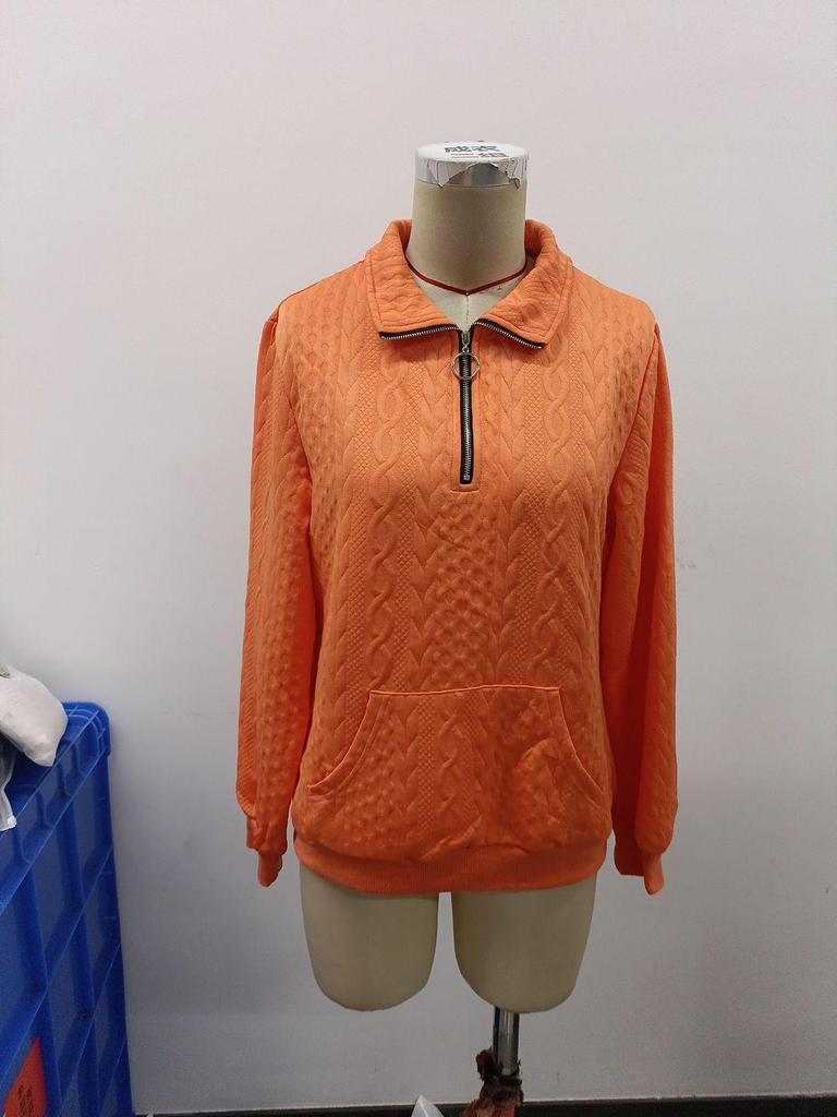 Women's Casual Lapel Zipper Pocket Sweatshirt - 2025 Autumn/Winter Collection