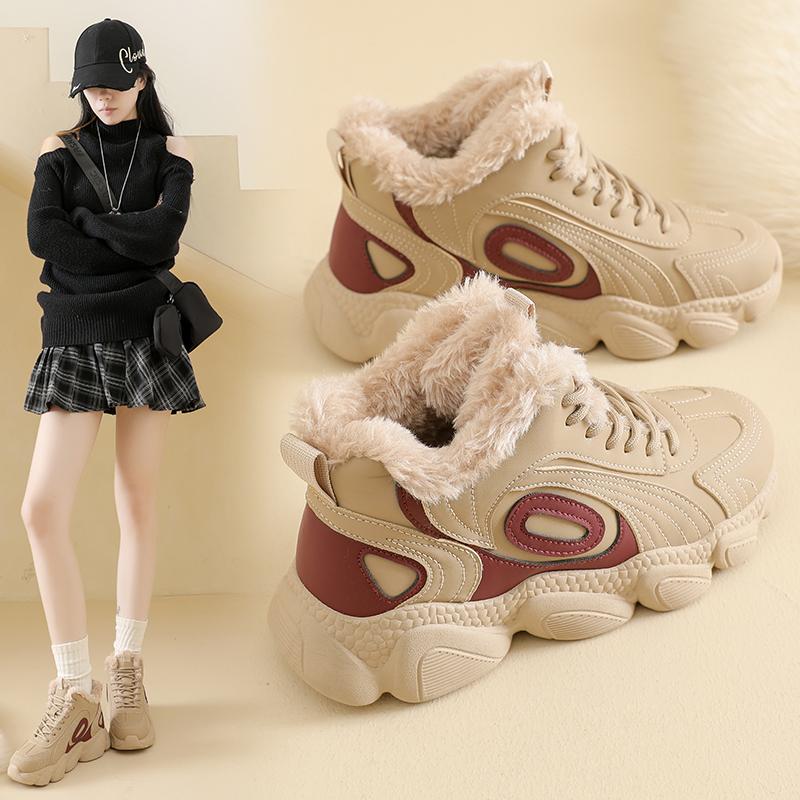Herbst Winter Plüsch Damen High Top Sneaker Mode Bequem Plattform Baumwollschuhe Outdoor Rutschfest Damen Schuhe Botas Mujer