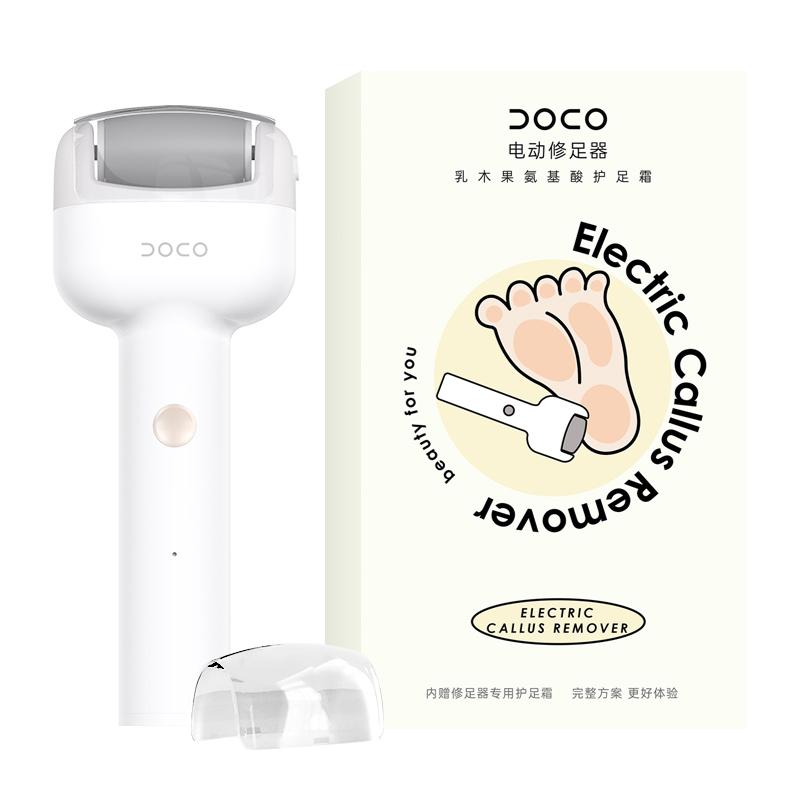 

DOCO Электрический педикюрный прибор для полировки ног для удаления омертвевшей кожи, шлифовки мозолей, красоты стоп, шлифовальный камень, нож, домашний уход за ногами белый