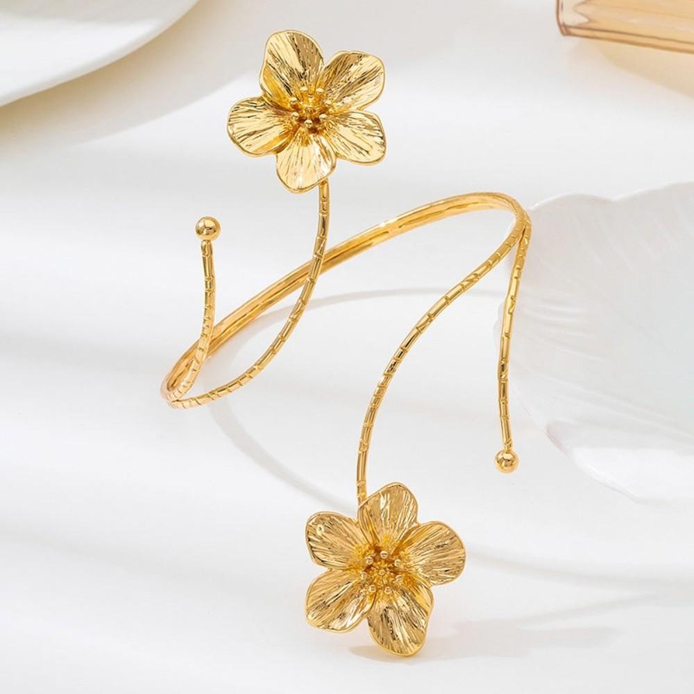 Exquisite Drip Oil Flower Bracelet Floral Enamel Glaze Open Arm Bangle Adjustable Exotic Style Armband Girls