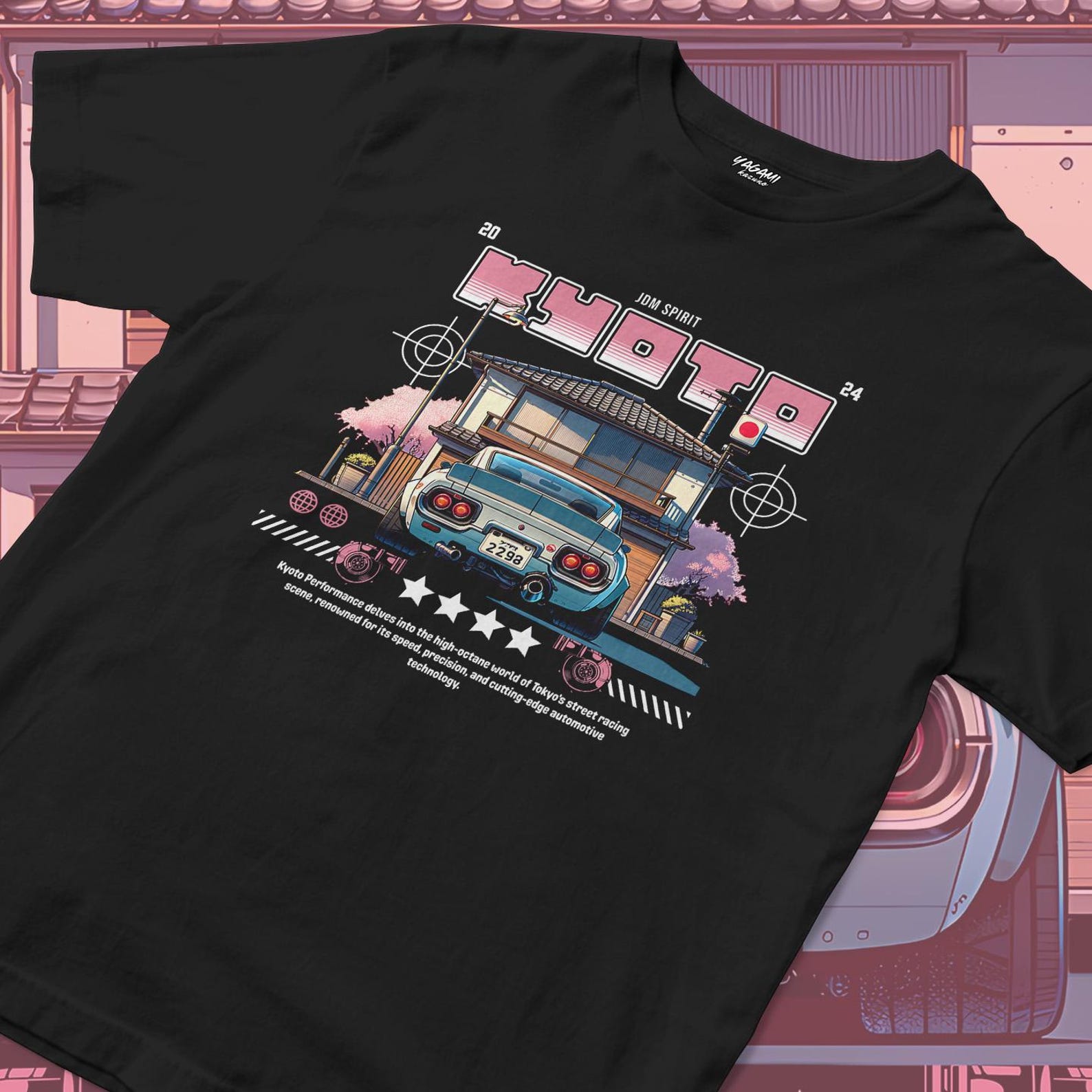 Kyoto JDM Retro Car Street Scene | Unisex Jersey Short Sleeve Tee Streetwear L