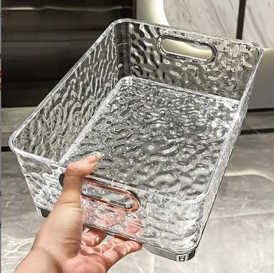 Glacier Pattern Cosmetics Storage Box, High-end Acrylic Transparent Large Capacity Dressing Table Desktop Skincare Product Storage Box