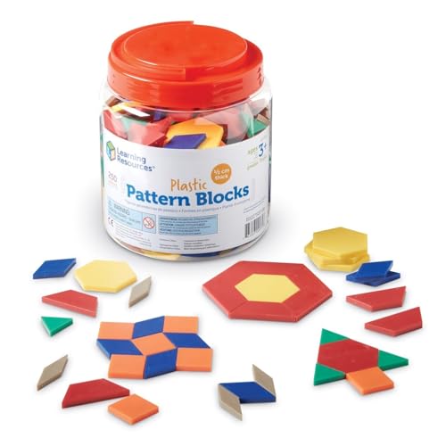 Learning Resources Pattern Blocks, 250 Pieces, Shape Blocks, Ages 6 and Up, LER0134, Authentic