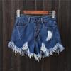 Summer Ripped Rough Edge Denim Shorts Women's Large Size High Waist Wide Leg Hot Pants Tide